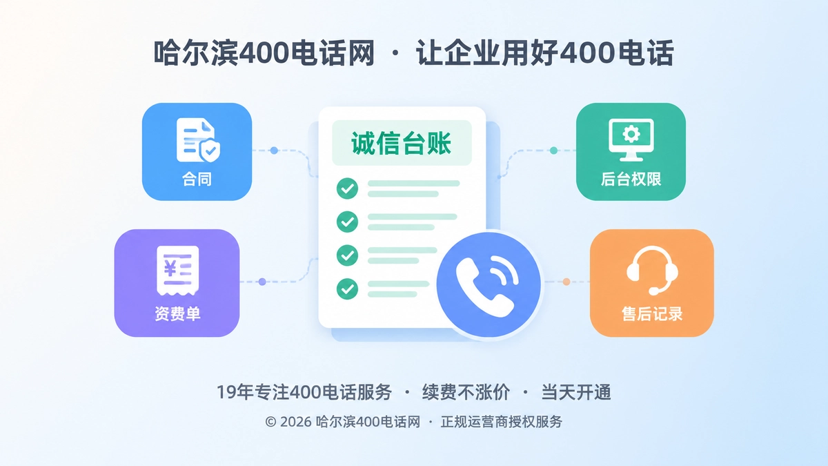 哈尔滨企业400电话诚信台账与通信承诺核验示意